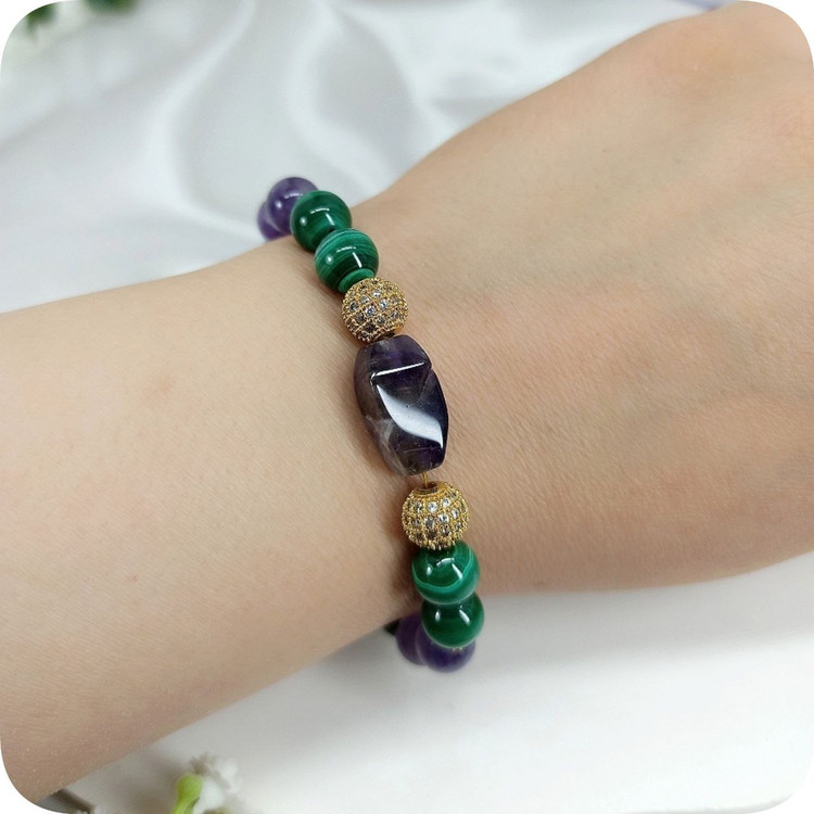 دستبند آمیتیست مالاکیت
